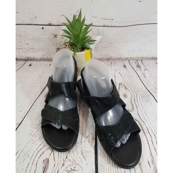 Munro Sandals Black Sparkle Walking wedge 9.5